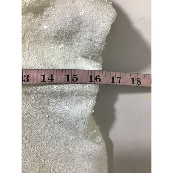 LULU'S XL Feeling Sparkly White Sequin Bow Backlesss Wide-Leg Jumpsuit NEW B120 - Picture 8 of 12